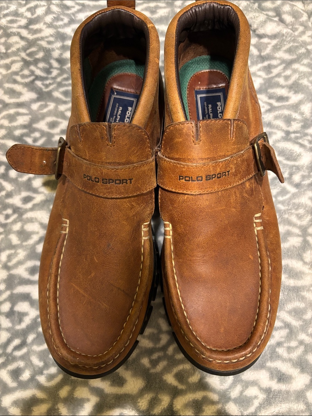 Polo by Ralph Lauren Vintage Men's Brown Leather Slip-On Monk-Strap Shoes 11.5